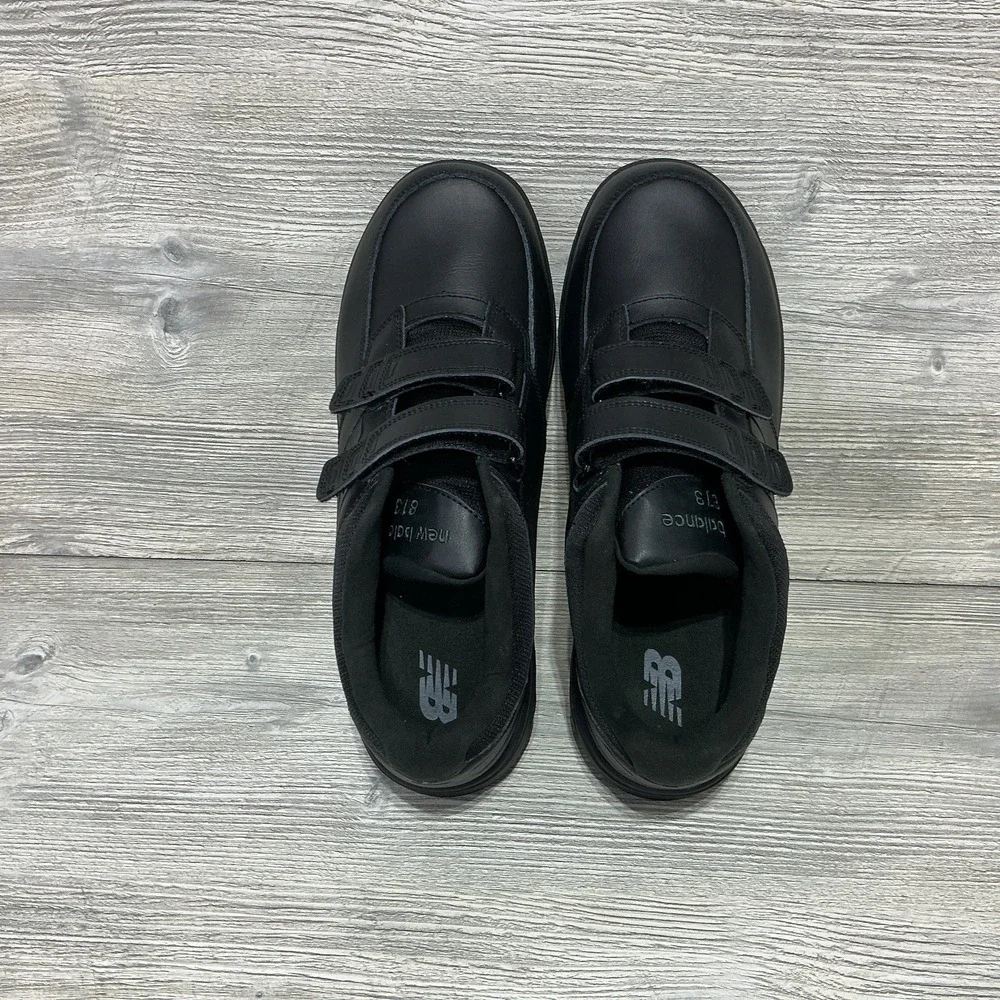 New Balance 813 Shoes Black Leather Hook And Loop Straps Mens Size 14 2E Wide